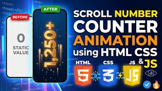 How to Make Scroll Number Counter Animation | using HTML CSS & JAVASCRIPT🔥✅