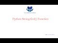20-Python String find() Function