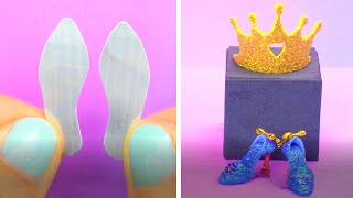 Let's Try To Make A Crown And Shoes For Barbie | MINIATURE IDEAS FOR DOLLHOUSE | #Shorts #diy