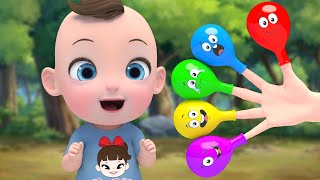 5 color Finger Family  balloons Song | Learn Color Ten In The Bed Nursery Rhymes & Kids Songs