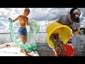 Throwing Big Cast Nets for Wild Shrimp! Catch & Cook