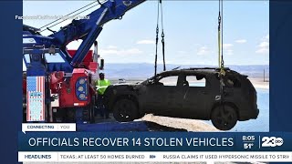 Officials recover 14 stolen vehicles from Kern County aqueduct