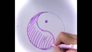 Very easy way to draw a Yin Yang.  ☯️ Forma muy fácil de trazar un Yin Yang