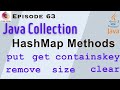 HashMap Methods in Java | get | put | remove | clear | size | containsKey