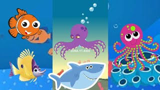 Little baby Shark kids Dance under seaworld with Dolphin octopus Animals Sea | Kids song family