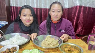 EATING मासु भात / ढिँडो (Dhido) माछा | NEPALI MUKBANG