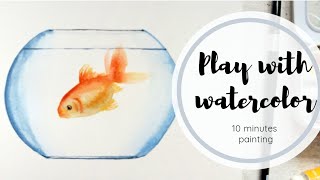 How to paint a goldfish without drawing? Watercolor painting easy with step by step tutorial.