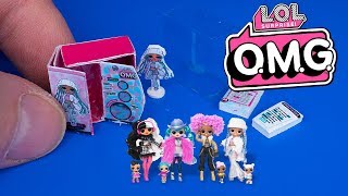 DIY Miniature L.O.L. Surprise! O.M.G. box Winter Disco Snowlicious Fashion Doll & Sister | DollHouse