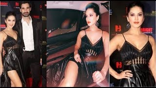 Sunny Leone Looks HOT In Black-Thigh High Slit Dress With Husband Daniel Weber