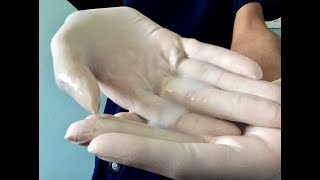 Tight Examination Latex Gloves And Getting Wet With Luxury Lube