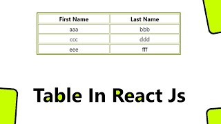 Table in React Js || Create Table from Array of Objects in React Js