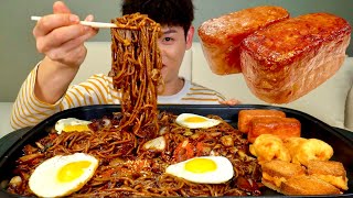 ASMR 곱곱곱배기 간짜장에 크림새우 통스팸 멘보샤 중식 먹방~!! Black Bean Noodles With Cream Fried Shrimps Spam MuKBang~!!