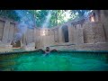 Build Underground Bamboo Jacuzzi for Secret Underground Temple Cabin Shelter by Jungle Survival