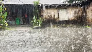 Heavy Rain on Beautiful Remote Villages- Rain Video