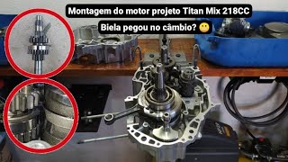 Montagem do motor projeto Titan Mix 218cc, tive que tornear a engrenagem do câmbio pra não pegar.