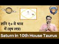 Saturn in 10th house Taurus Ascendant | 10th house Saturn for Taurus | शनि १० वे भाव मे वृष लग्न।