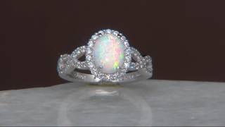 Diamonique and Synthetic Opal Ring, Sterling on QVC