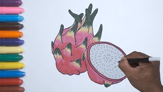 Cara Menggambar dan Mewarnai Buah Naga Mudah | How to easy Draw Dragon Fruit