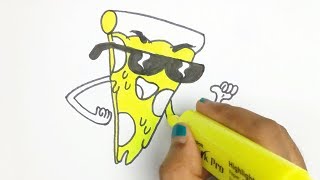 How To Draw A Funny Pizza Slice | Draw Pizza Steve Easy Step By Step For Kids | Junior's Art