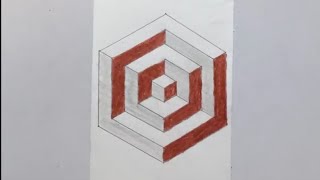Hexagon optical illusion geometrical Drawing
