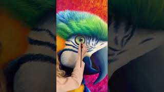 Painting a huge parrot in acrylics! Fun colourful animal painting 🎨 #shorts #art #acrylicpainting