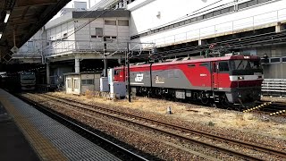 【2022/03/25 宇都宮線を走る貨物列車･ポイント通過によるジョイント音あり】3087ﾚ(名古屋タ→札幌タ･EH500-4牽引】 ゆっくりと宇都宮駅を通過