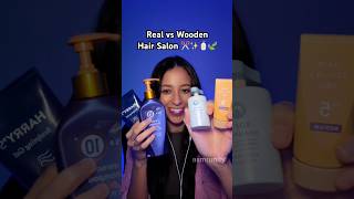 ASMR Real vs Wooden Hair Salon ✂️🧴✨🍃🥰 Which one is more relaxing? #asmr #satisfying #woodentoys