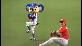 丸佳浩選手は気づいてない 後ろでドアラが真似をするwwwwwwwwwww