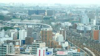 【JR東海の名古屋車両所の回送線から】地上100メートルから望む名古屋駅を入線する東海道新幹線N700系 2020.7.4