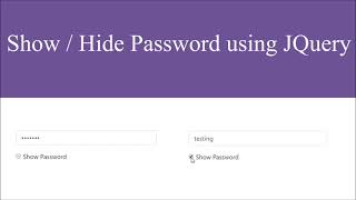 Show / Hide Password Using JQuery | Checkbox For Show Password | Onclick
