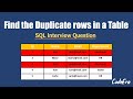 How To Find Duplicate Rows In a Table | SQL | Interview Preparation
