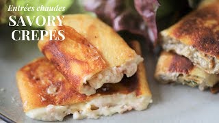 How to make creamy savory French crepes like in France : Ham cheese & mushroom filling (vegetarian)