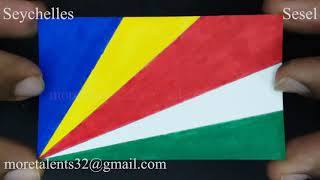 Draw Seychelles Flag while Anthem National Sesel Koste Seselwa