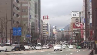 熊本市水道町交差点と繁華街景観