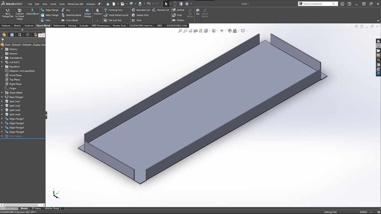 Solidworks Sheet Metal [Base-flange,Edge-Flange] - YouTube