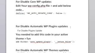 Disable Auto Updates On Wordpress With No Plugins!!