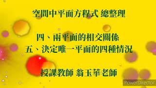 空間中的平面與直線 2/10 平面方程式(II)