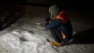 Ice fishing with northern lights in Fairbanks, Alaska 阿拉斯加 極光 冰上夜釣