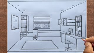 How to Draw a Room using 1 Point Perspective