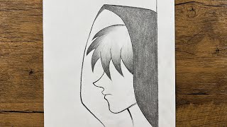 Easy anime sketch for beginners | How to draw anime boy wearing a hoodie