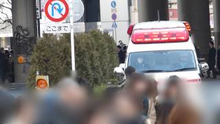 緊急走行を諦めた救急車。Ambulance which gave up an urgent run.