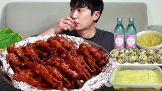 Spicy chicken feet and soju! MUKBANG REALSOUND ASMR EATINGSHOW