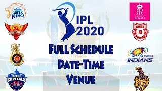 IPL 2020 Full Schedule Time Table - Date - Venue / Indian Premier League 13
