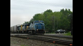 CSX Q203 Auto Rack Freight Train with an ex Conrail unit leading. Schenectady NY 06-14-2003