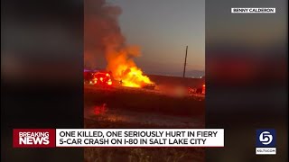 Man killed in fiery 5-car crash on I-80