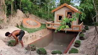 Build Small Mud House , water well And Underground Swimming Pool