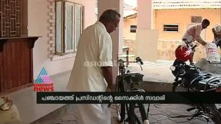 Kannur Azhikkode Panchayat president Pavithran is getting attention with his cycle rides