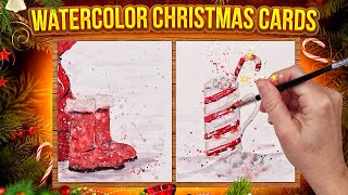 Watercolor Christmas cards for beginners