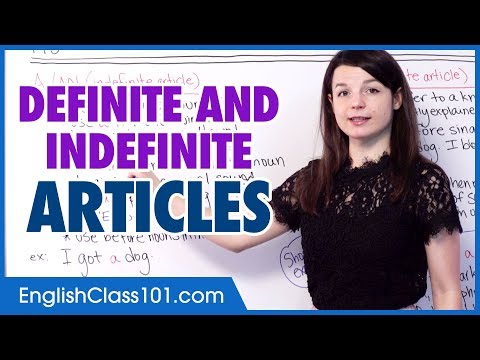 What is an indefinite article example?