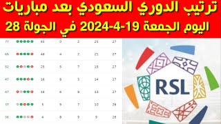 ترتيب الدوري السعودي بعد مباريات اليوم الجمعة 19-4-2024 في الجولة 28